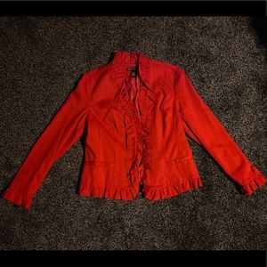 RED RUFFLED JACKET